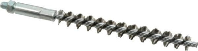 Schaefer Brush 93510 Double Stem/Single Spiral Tube Brush: 1/2" Dia, 6-1/4" OAL, Stainless Steel Bristles