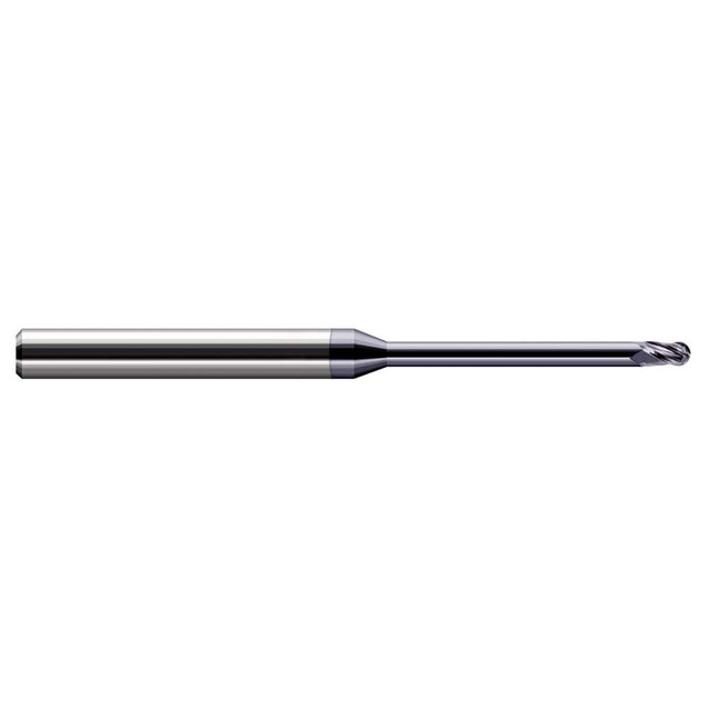 Harvey Tool 35610-C3 Ball End Mill: 0.01" Dia, 0.015" LOC, 3 Flute, Solid Carbide