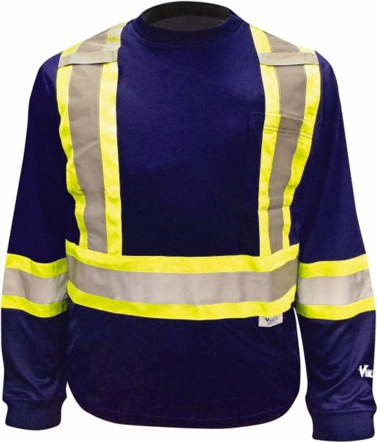 Viking 6015N-M Work Shirt: High-Visibility, Medium, Cotton & Polyester, Navy Blue, 1 Pocket