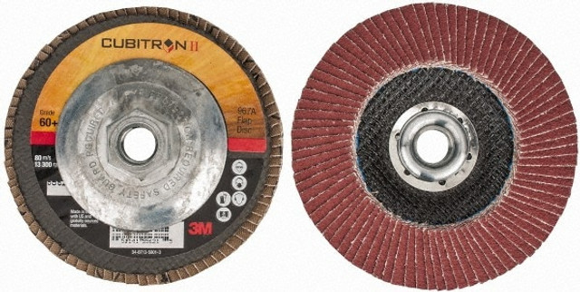 3M 7100032359 Flap Disc: 5/8-11 Hole, 60 Grit, Ceramic, Type 29