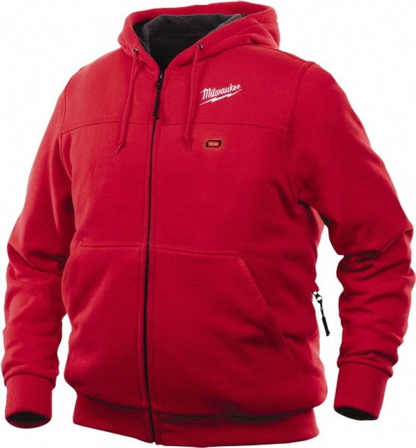 Milwaukee Tool 302R-21L Heated Sweatshirt: Size Large, Red, Polyester