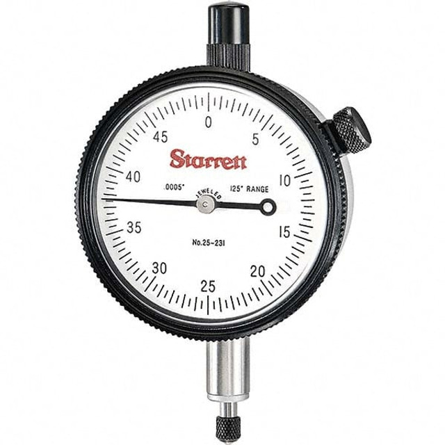 Starrett 53263 Dial Drop Indicator: 0 to 0.125" Range, 0-50 Dial Reading, 0.0005" Graduation, 2-1/4" Dial Dia