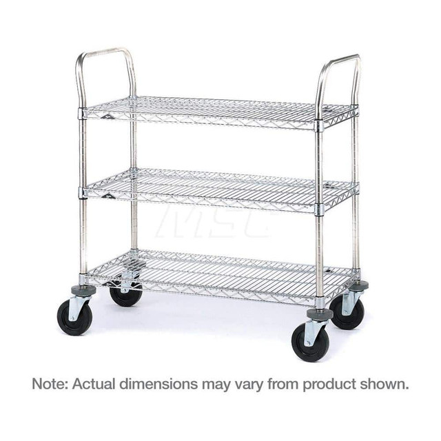 Metro 3SPN56ABR Utility Cart: 39" OAH, Steel, Silver