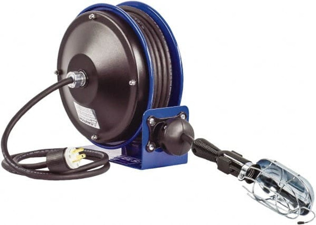 CoxReels PC10-3016-E Cord & Cable Reel: 16 AWG, 30' Long, Incandescent Hand Lamp with Tool Tap Plug End