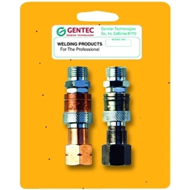 GENTEC® Quick Connector Set, Hose-to-Torch, Steel/Brass, Fuel/Oxygen, B-Size 9/16 in-18 GENTEC® Quick Connector Set, Hose-to-Torch, Steel/Brass, Fuel/Oxygen, B-Size 9/16 in-18