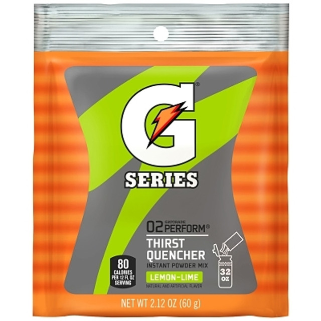 Gatorade® G Series 02 Perform® Thirst Quencher Instant Powder, 2.12 oz, Pouch, 32 oz Yield, Lemon-Lime