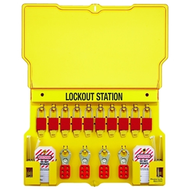 Master Lock® Safety Series Lockout Stations with Key Registration Card, 22in, Anod. Alum 1-Lk Master Lock® Safety Series Lockout Stations with Key Registration Card, 22in, Anod. Alum 1-Lk