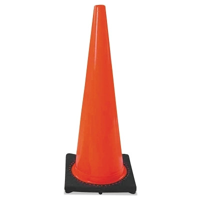 Cortina DW Series Traffic Cone, 18 in H, 3 lb PVC, Orange/Black Base