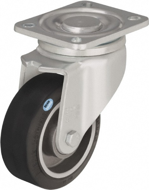 Blickle 562108 Swivel Top Plate Caster: Solid Rubber, 4" Wheel Dia, 1-9/16" Wheel Width, 440 lb Capacity, 5-33/64" OAH