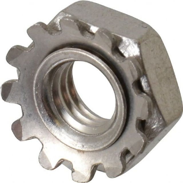 Value Collection V50060PS Hex Nuts With Lock Washers; Lock Washer Type: External Tooth; System of Measurement: Metric; Material: Stainless Steel; Thread Size: M6x1.00; Width Across Flats (mm): 10.00; Width Across Flats: 10.0 mm; Height (mm): 6.20; Wa