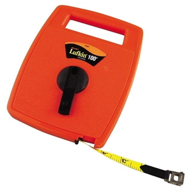 Apex Tool Group Crescent Lufkin® Hi-Viz® Linear Measuring Tape,  1/2 in x 100 ft, SAE, Single Sided, Orange