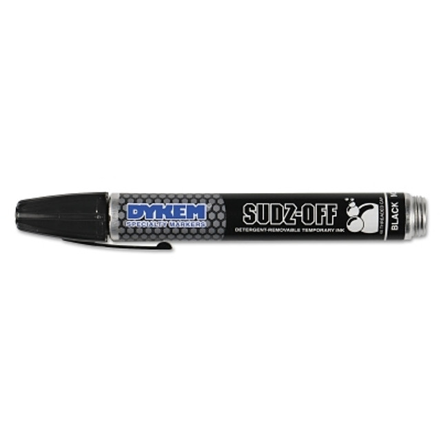 ITW Pro Brands DYKEM® 44985 SUDZ OFF® Detergent Removable Temporary Marker, Black, Threaded Cap Tip