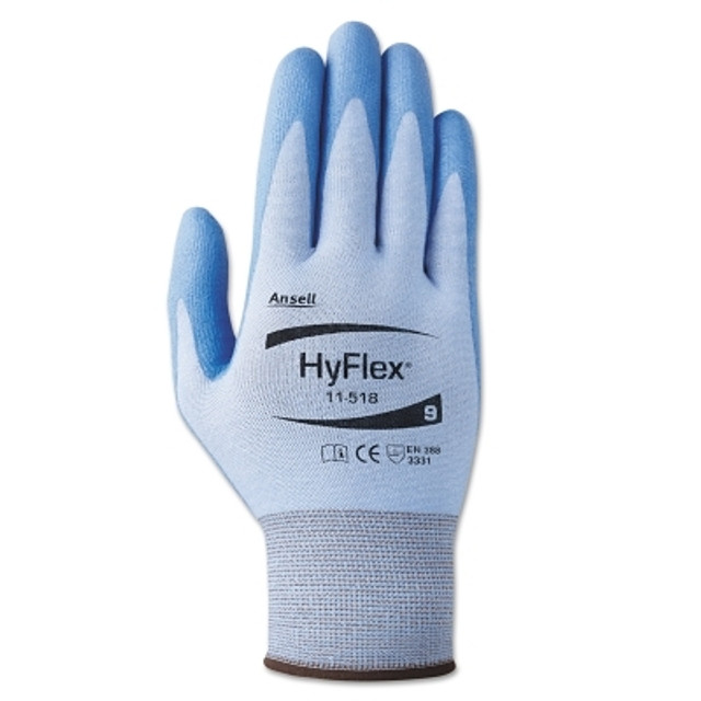 Ansell HyFlex® 111710 11-518 Polyurethane Palm Coated Gloves, Size 9, Blue/Gray