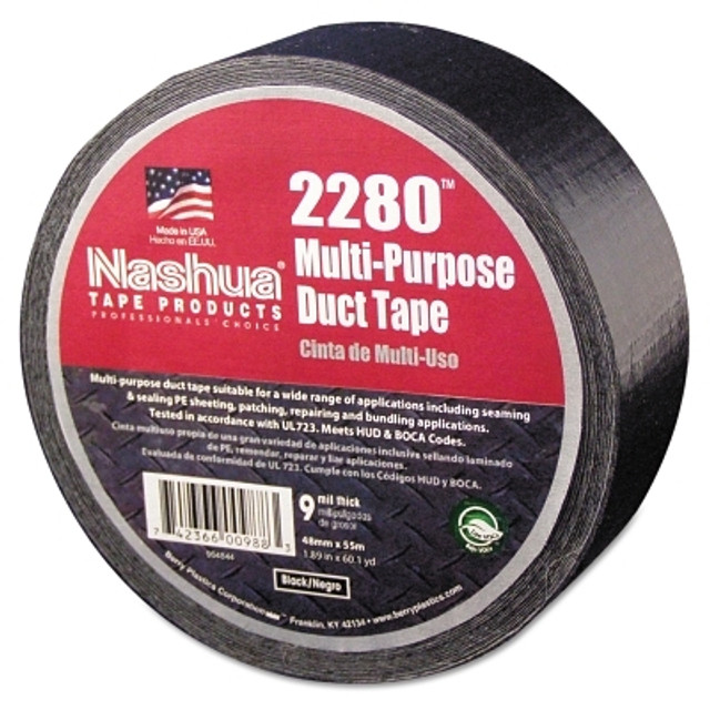Berry Global Nashua® 2280 General Purpose Duct Tapes, Black, 55m x 48mm x 9 mil