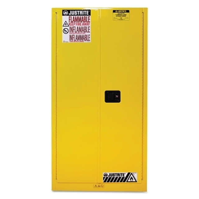 Justrite Sure-Grip® EX Flammable Safety Cabinet, Self-Closing, 60 gal, Yellow, 65 in H, 2 Doors Justrite Sure-Grip® EX Flammable Safety Cabinet, Self-Closing, 60 gal, Yellow, 65 in H, 2 Doors