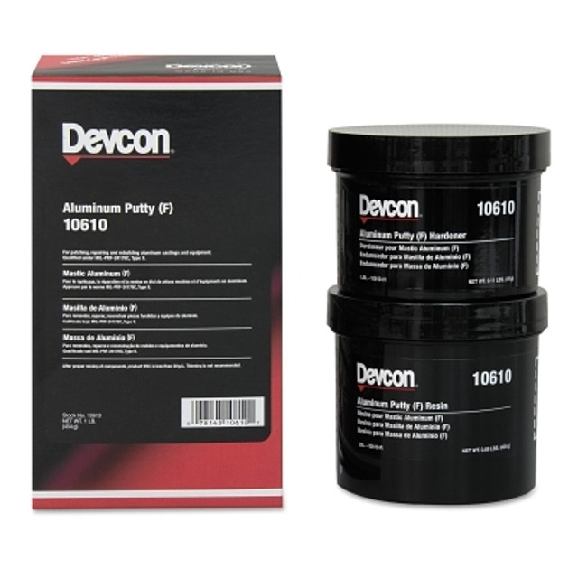 Devcon® 10610 Aluminum Putty (F) Kit, 1 lb, Tub, Includes Hardener and Resin