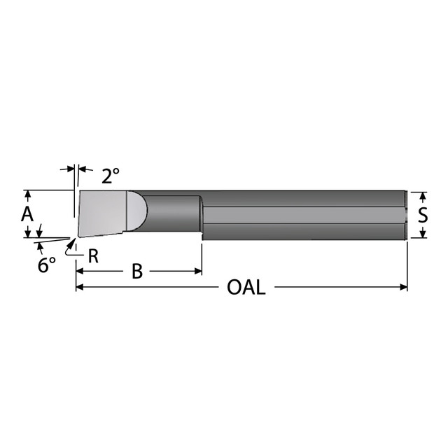 Scientific Cutting Tools B2901600RA Corner Radius Boring Bar: 0.29" Min Bore, 1.6" Max Depth, Right Hand Cut, Submicron Solid Carbide