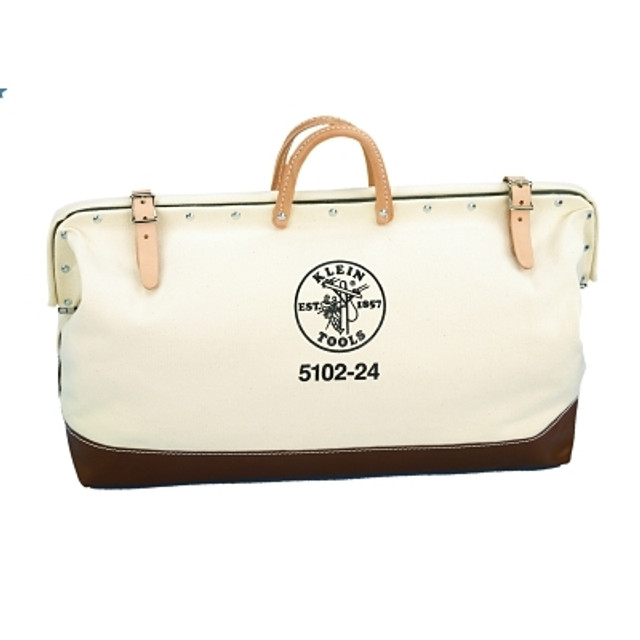 Klein Tools No. 8 Canvas Tool Bag, 1 Interior Pocket, 6 in W x 15 in H x 20 in L, Natural/Brown Klein Tools No. 8 Canvas Tool Bag, 1 Interior Pocket, 6 in W x 15 in H x 20 in L, Natural/Brown