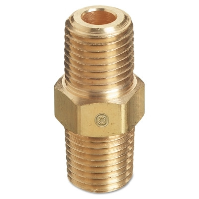 Western Enterprises Pipe Thread Hex Nipple, 3000 psi, Brass, 1/4 in NPT Male