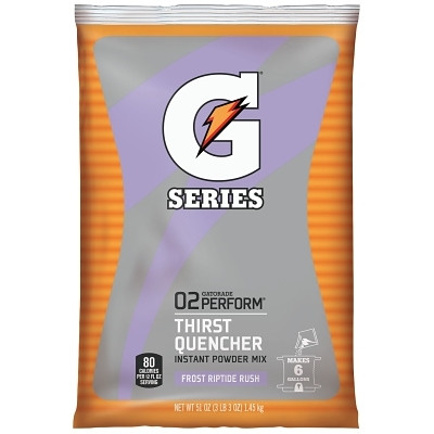 Gatorade® G Series 02 Perform® Thirst Quencher Instant Powder, 51 oz, Pouch, 6 gal Yield, Frost Riptide Rush