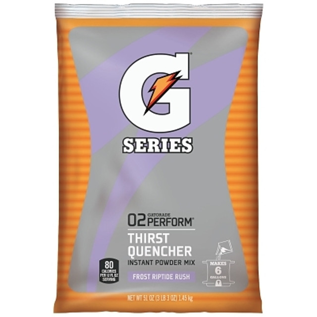 Gatorade® G Series 02 Perform® Thirst Quencher Instant Powder, 51 oz, Pouch, 6 gal Yield, Frost Riptide Rush Gatorade® G Series 02 Perform® Thirst Quencher Instant Powder, 51 oz, Pouch, 6 gal Yield, Frost Riptide Rush