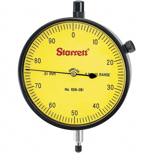 Starrett 64873 2.5mm Range, 0-100 Dial Reading, 0.01mm Graduation Dial Drop Indicator