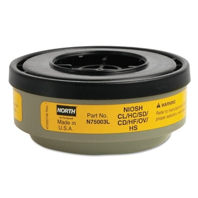 Honeywell Honeywell North® Acid Gas Cartridge for N Series, Yellow, Acid Gas/Organic Vapor