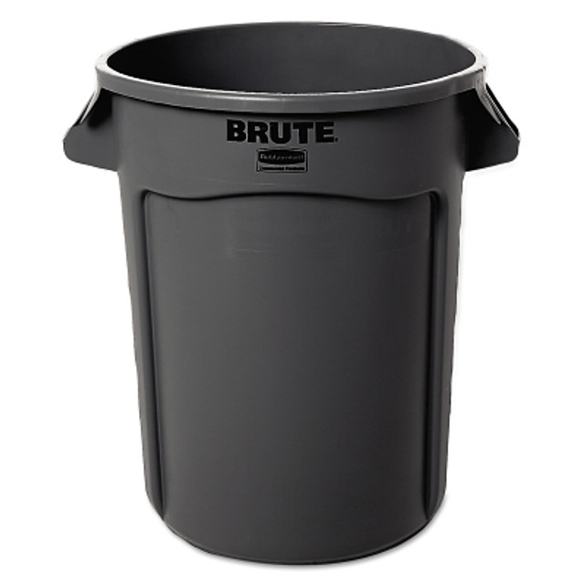 Newell Brands Rubbermaid Commercial BRUTE® Round Container without Lid, 32 gal, Heavy-Duty Plastic, Gray Newell Brands Rubbermaid Commercial BRUTE® Round Container without Lid, 32 gal, Heavy-Duty Plastic, Gray