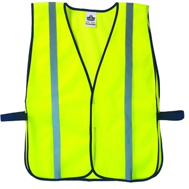 Ergodyne GloWear® Safety Vest, 8020HL, Non-Certified, 1 in Reflective Strip, Hook and Loop, One Size, Lime