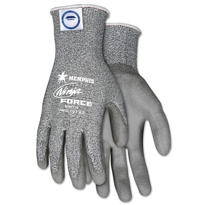 MCR Safety Ninja® Force Coated Gloves, Large, Gray/Salt and Pepper