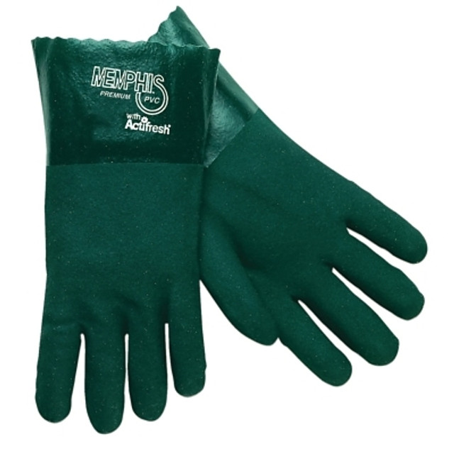 MCR Safety Premium Double-Dipped PVC Gloves, Large, Green MCR Safety Premium Double-Dipped PVC Gloves, Large, Green