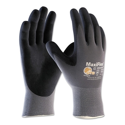 PIP Global Safety PIP MaxiFlex® Ultimate™ Nitrile Coated Micro-Foam Grip Gloves, Medium, Black/Gray, Coated Palm and Fingers