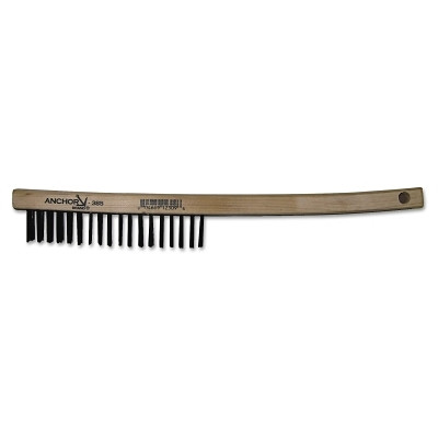 ORS Nasco Anchor Brand Hand Scratch Brush, 13 in, 4 X 18 Rows, Carbon Steel Bristles, Curved Wood Handle
