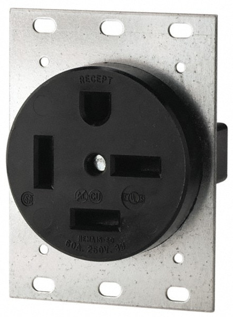 Cooper Wiring Devices 8450N Straight Blade Single Receptacle: NEMA 15-50R, 50 Amps, Self-Grounding