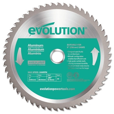 Evolution TCT Metal-Cutting Blade, 9 in, 1 in Arbor, 3000 rpm, 48 Teeth