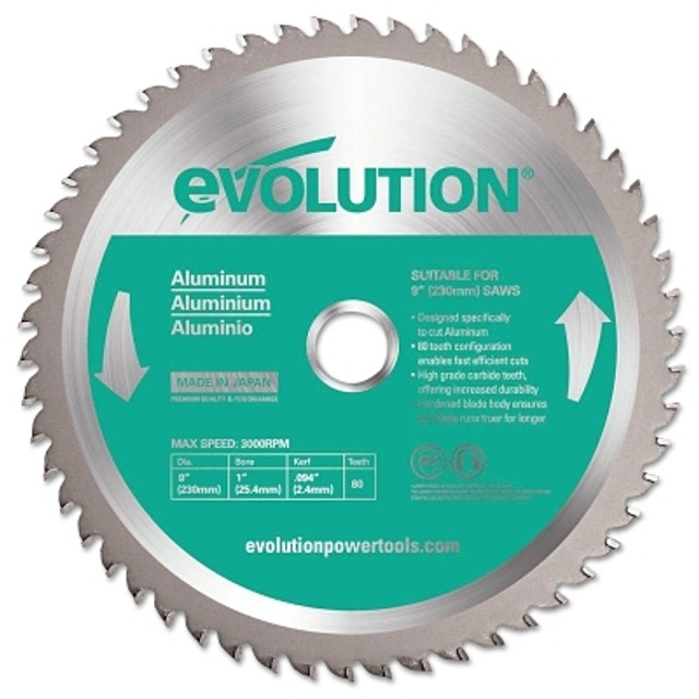 Evolution TCT Metal-Cutting Blade, 9 in, 1 in Arbor, 3000 rpm, 48 Teeth