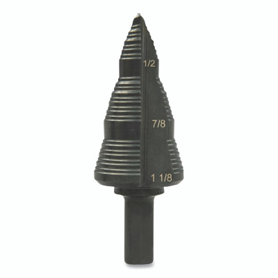Greenlee® GSB Series Step Bit, 1-1/8 in, 3/16 in to 1/8 in dia Cutting, 3-Step