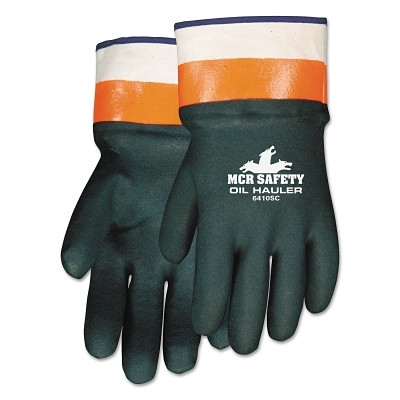 MCR Safety Oil Hauler Premium Double Dip PVC Coated Gloves, Large, Dark Green