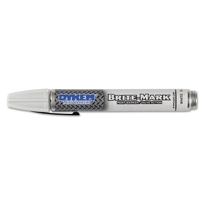 ITW Pro Brands DYKEM® BRITE-MARK® 40 Threaded Cap/Barrel Permanent Paint Marker, Valve Action, Medium, White