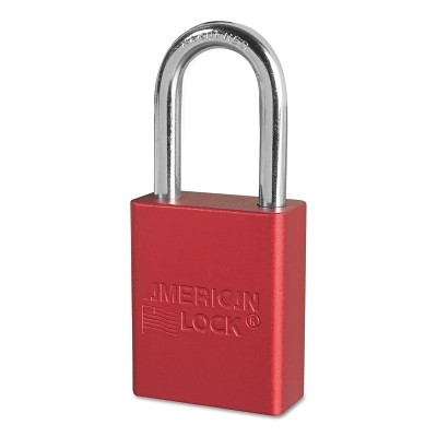Master Lock® American Lock® Solid Aluminum Padlock, 1/4 in dia, 1-1/2 in L x 3/4 in W, Red