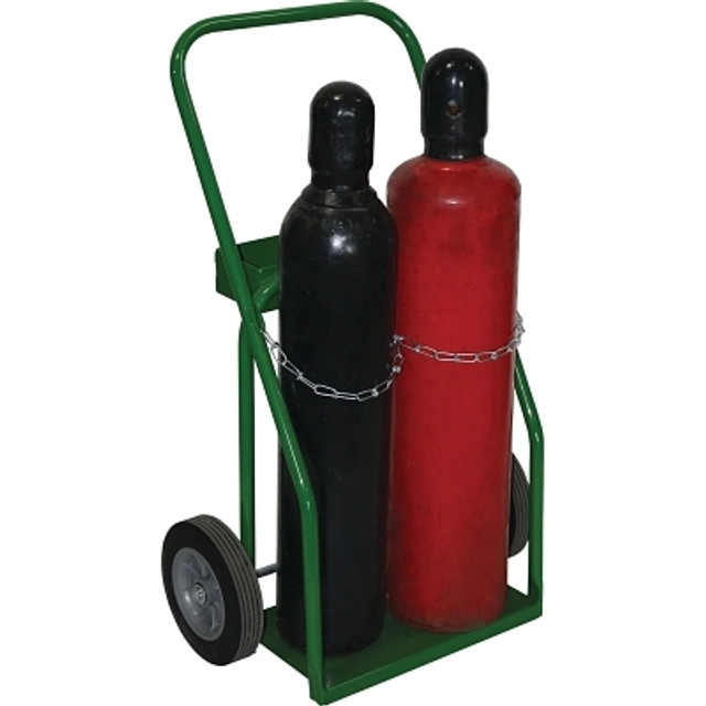 Saf-T-Cart™ Small & Medium Cylinder Cart, Holds 2 Cylinders, 9-1/2 in dia, 8 in Semi-Pneumatic Wheels