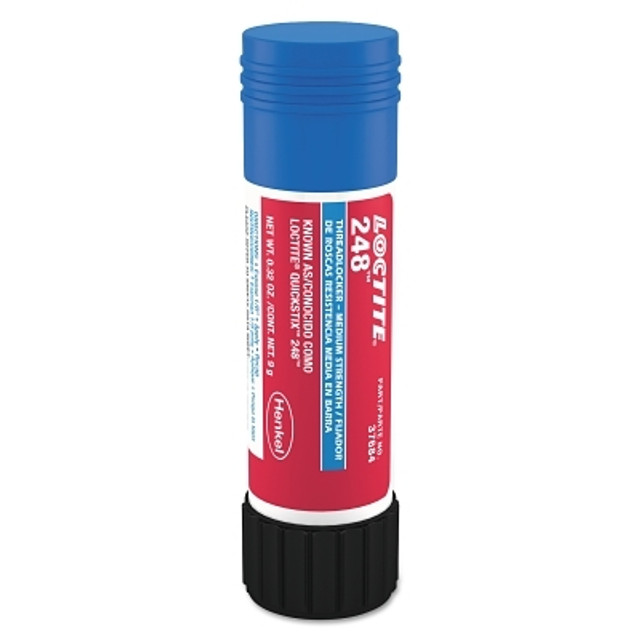 Henkel Corporation Loctite® 248™ Medium-Strength Threadlocker Solid Stick, 9 g, 1/4 in to 3/4 in dia, Blue Henkel Corporation Loctite® 248™ Medium-Strength Threadlocker Solid Stick, 9 g, 1/4 in to 3/4 in dia, Blue