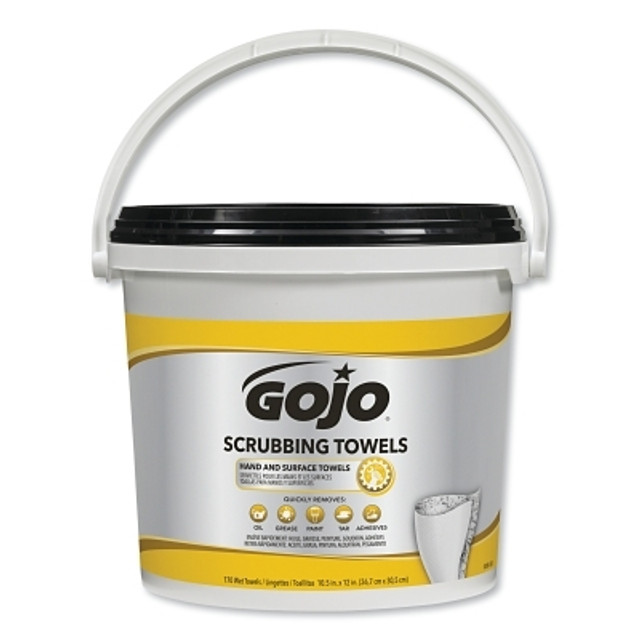 Gojo® Scrubbing Wipes, Citrus, Bucket, 170 Wipes