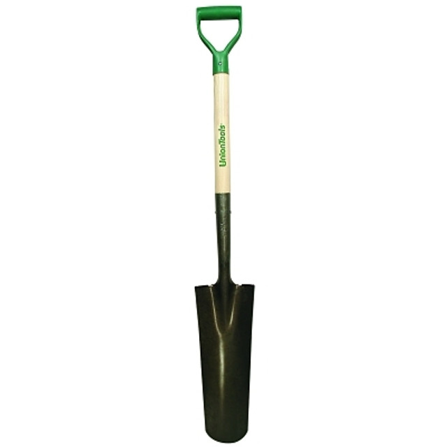 The AMES Companies, Inc. UnionTools® 47108 Drain & Post Spade, 16 in L x 6 in W Round Blade, 27 in Hardwood Poly D-Grip Handle
