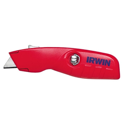 Stanley® Products Irwin® Self-Retracting Safety Knife, 6 in Length, Bi-Metal Blade, Aluminum, Red