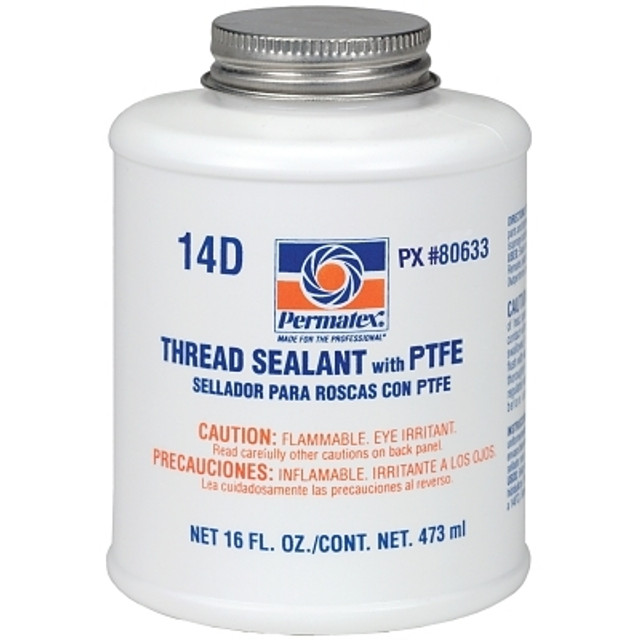 Permatex® Thread Sealant with PTFE, 16 oz, Can, White