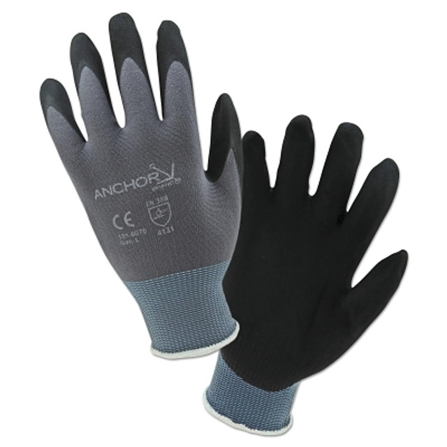 ORS Nasco Anchor Brand 6070S Micro-Foam Nitrile Dipped Coated Gloves, Small, Black/Gray