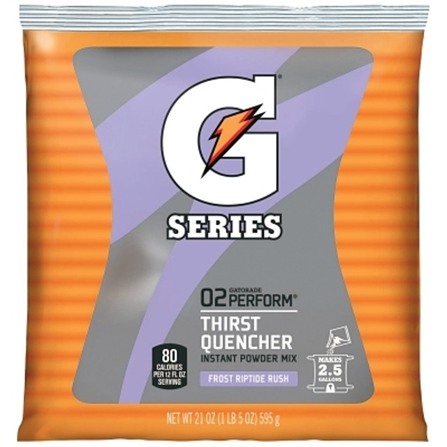 Gatorade® G Series 02 Perform® Thirst Quencher Instant Powder, 21 oz, Pouch, 2.5 gal Yield, Frost Riptide Rush Gatorade® G Series 02 Perform® Thirst Quencher Instant Powder, 21 oz, Pouch, 2.5 gal Yield, Frost Riptide Rush