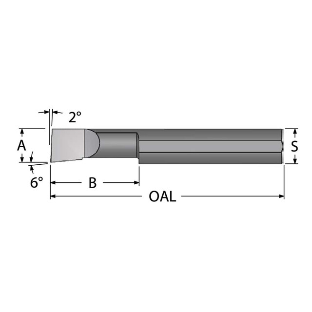 Scientific Cutting Tools B3201600 Boring Bar: 0.32" Min Bore, 1.6" Max Depth, Right Hand Cut, Submicron Solid Carbide