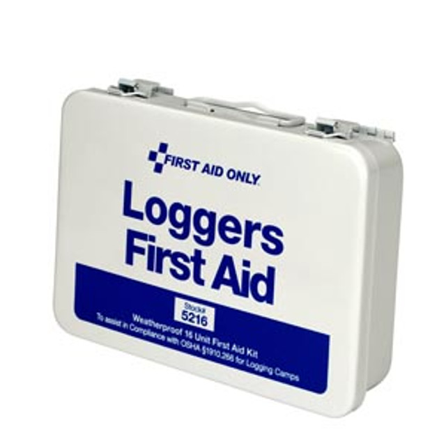 First Aid Only/Acme United Corporation  5216C Loggers First Aid Kit, 25 Person, Metal Case, Custom Logo , 48/cs (DROP SHIP ONLY - $150 Minimum Order)